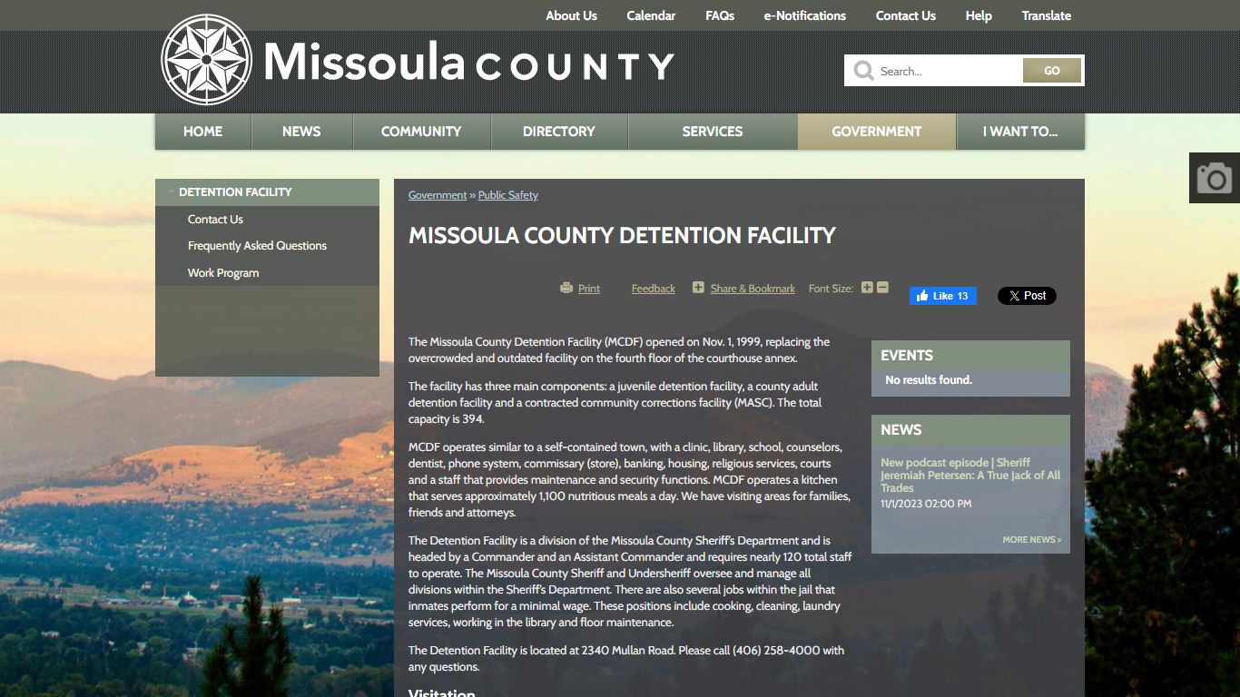 Missoula County Detention Facility | Missoula County, MT